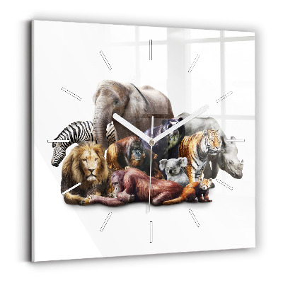 Reloj de pared cuadrado Animales salvajes