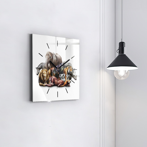 Reloj de pared cuadrado Animales salvajes