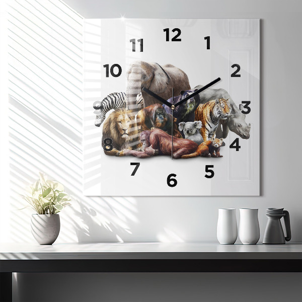 Reloj de pared cuadrado Animales salvajes