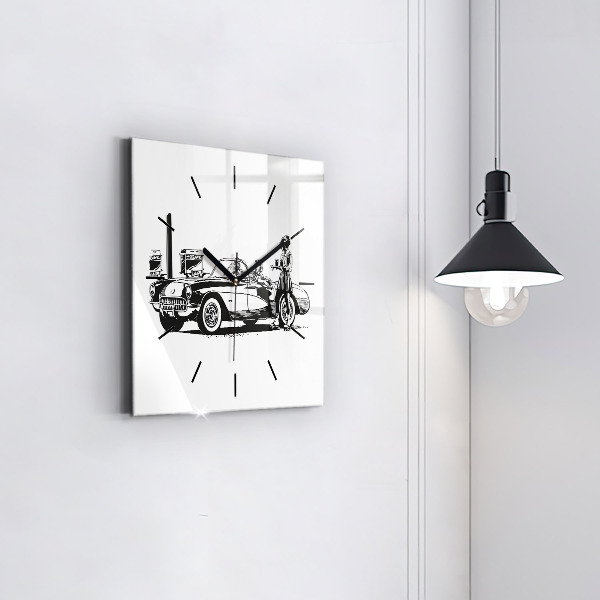 Reloj de pared cuadrado Ilustración retro