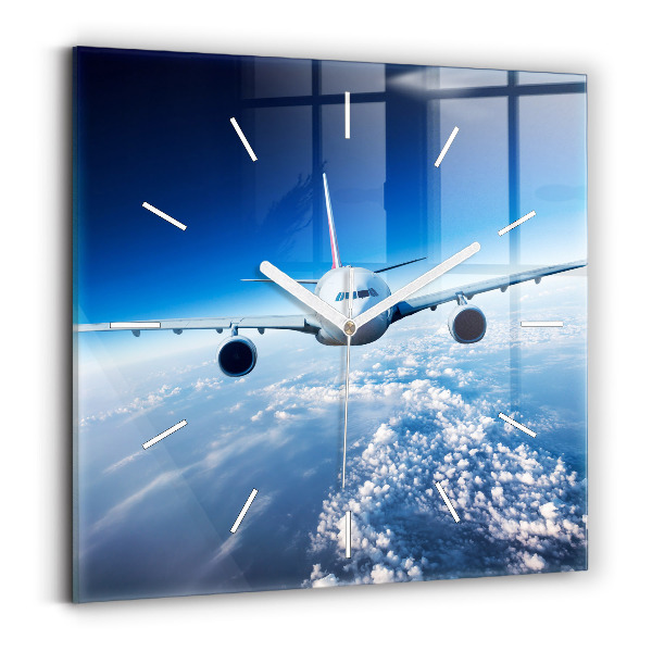 Reloj de pared cuadrado Avión Nubes