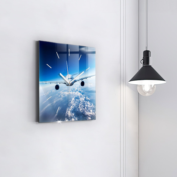 Reloj de pared cuadrado Avión Nubes
