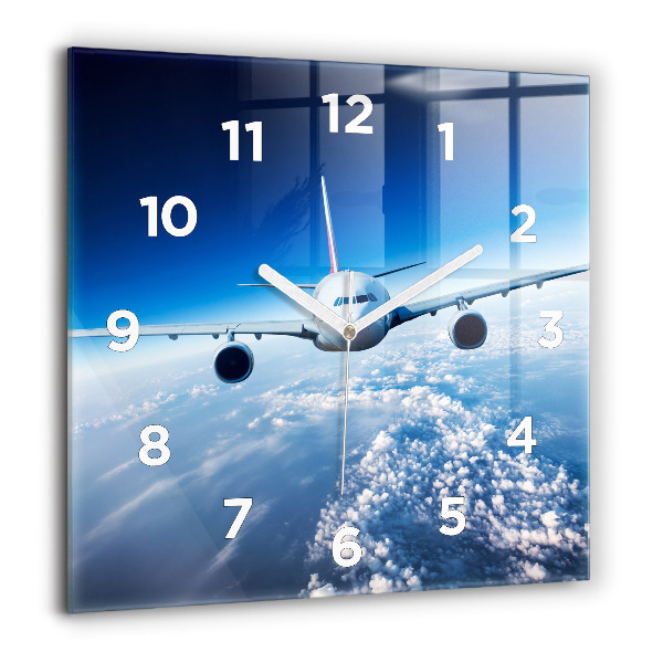 Reloj de pared cuadrado Avión Nubes