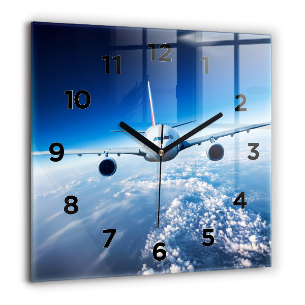 Reloj de pared cuadrado Avión Nubes