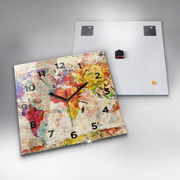 Reloj cuadrado Mapamundi de colores
