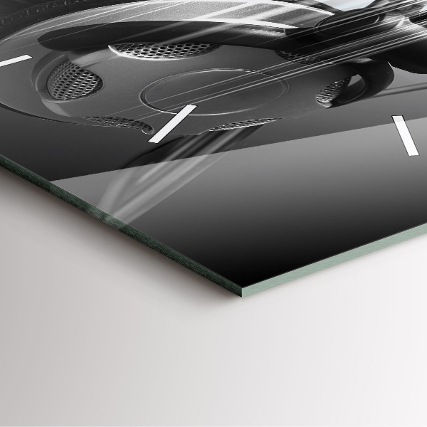 Reloj de pared cuadrado Micrófono y auriculares