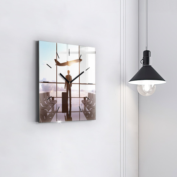 Reloj de pared cuadrado Hombre en el aeropuerto