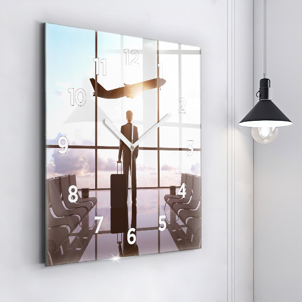 Reloj de pared cuadrado Hombre en el aeropuerto