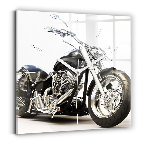 Reloj de pared cuadrado Moto negra