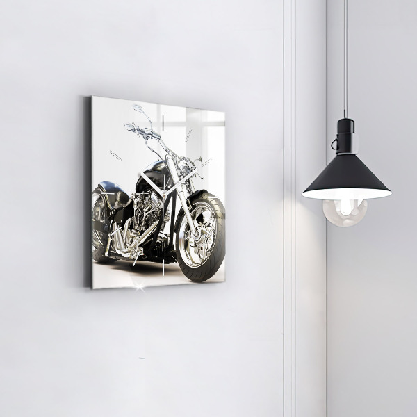 Reloj de pared cuadrado Moto negra