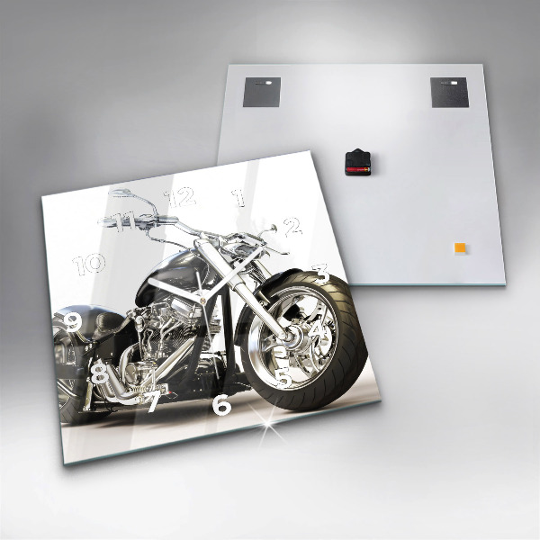 Reloj de pared cuadrado Moto negra