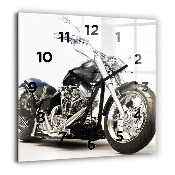 Reloj de pared cuadrado Moto negra