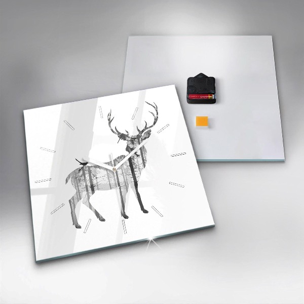 Reloj de pared cuadrado Silueta de un ciervo Bosque