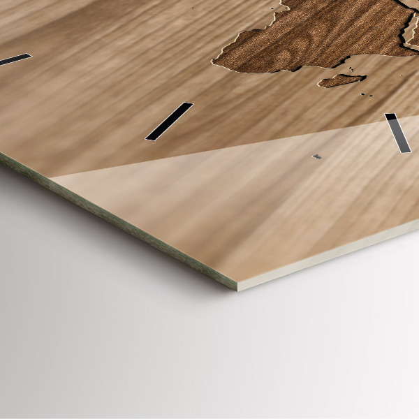 Reloj cuadrado Mapamundi sobre madera