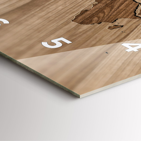 Reloj cuadrado Mapamundi sobre madera