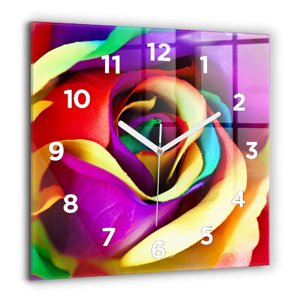 Reloj de pared cuadrado Rosa arco iris