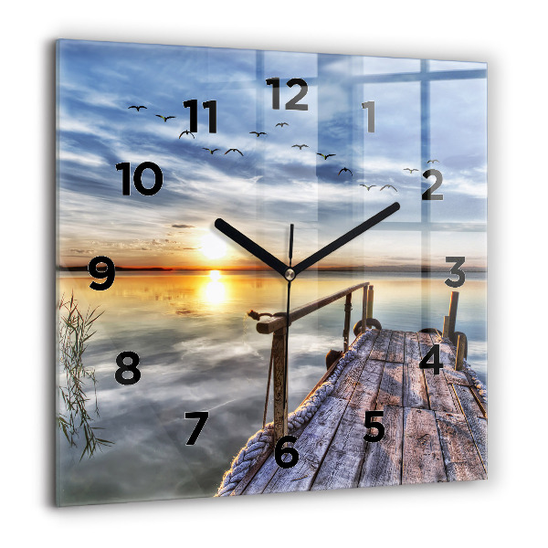 Reloj de pared cuadrado Atardecer Lago