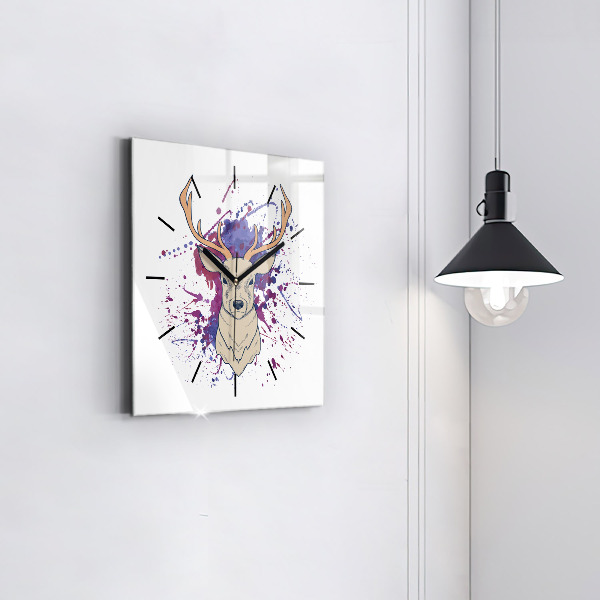 Reloj de pared cuadrado Ilustración vectorial de un ciervo