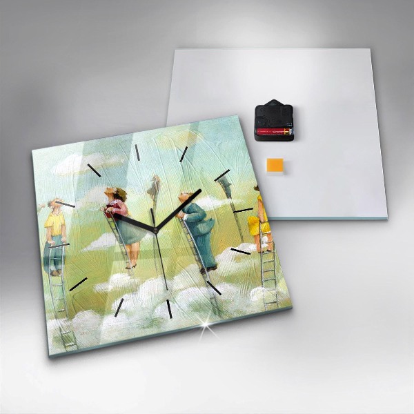 Reloj cuadrado Gente en una escalera