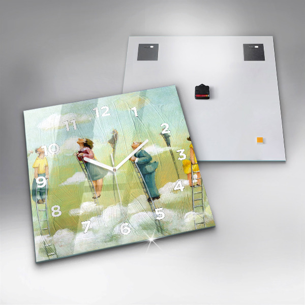 Reloj cuadrado Gente en una escalera