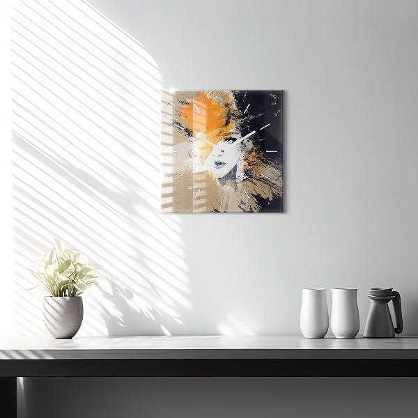 Reloj de pared cuadrado Retrato de mujer abstracto