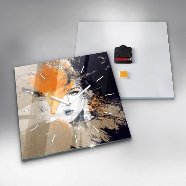 Reloj de pared cuadrado Retrato de mujer abstracto