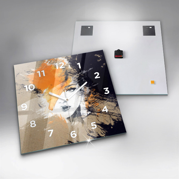 Reloj de pared cuadrado Retrato de mujer abstracto