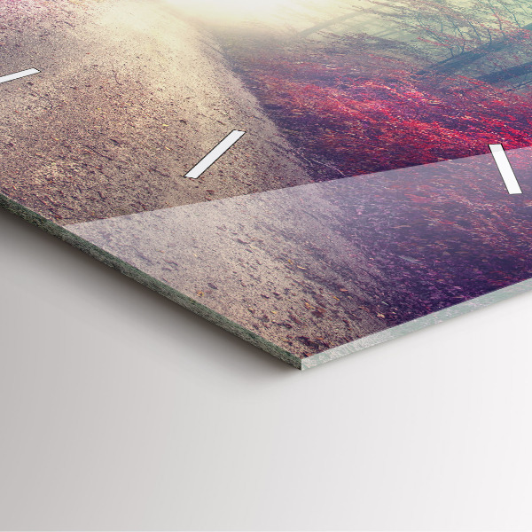 Reloj de pared cuadrado Carretera otoñal Bosque Niebla