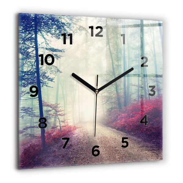 Reloj de pared cuadrado Carretera otoñal Bosque Niebla
