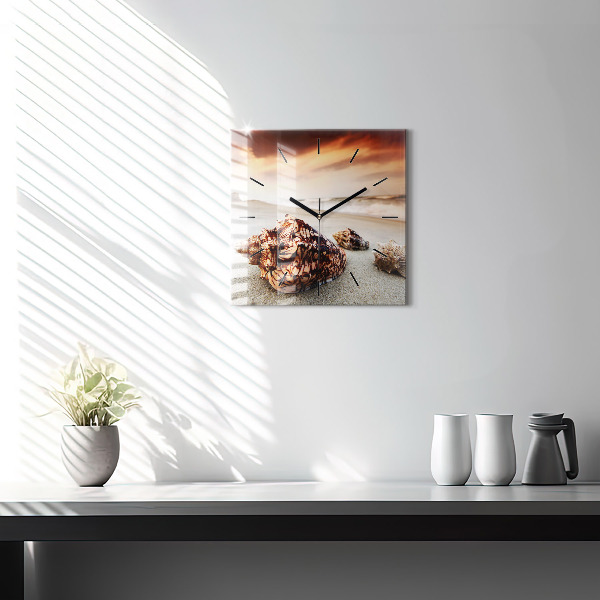 Reloj cuadrado Concha en la playa