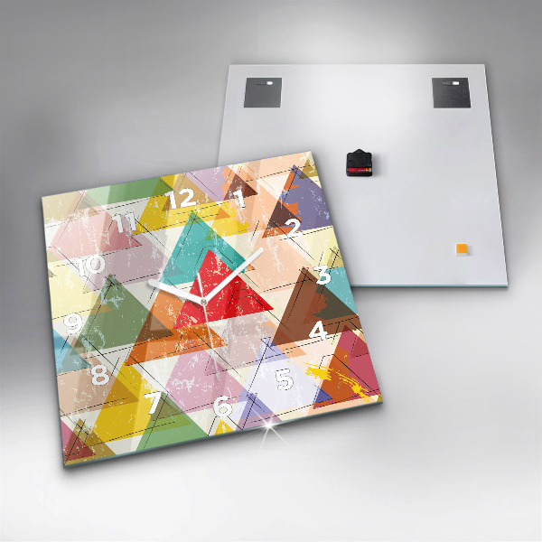 Reloj de pared cuadrado Triángulos patrón geométrico