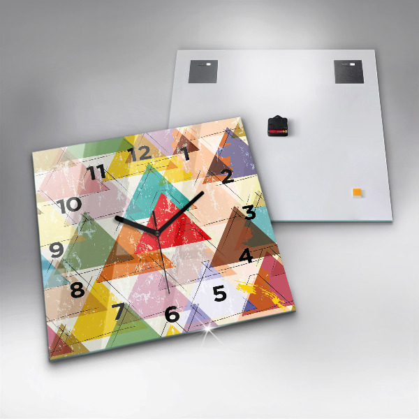 Reloj de pared cuadrado Triángulos patrón geométrico