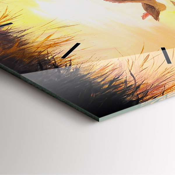 Reloj de pared cuadrado Grullas al atardecer