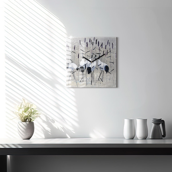 Reloj cuadrado Grullas en los juncos