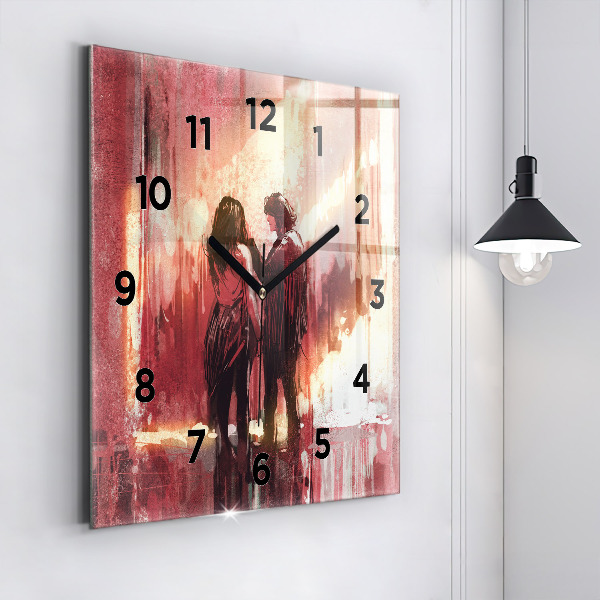 Reloj de pared cuadrado Pareja de jóvenes enamorados