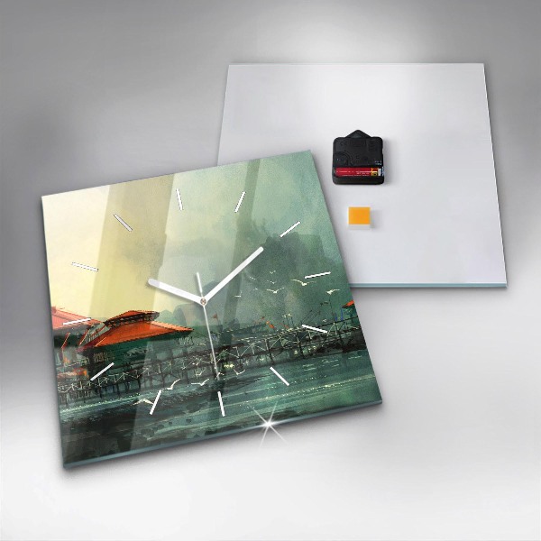 Reloj de pared cuadrado Pueblo pesquero