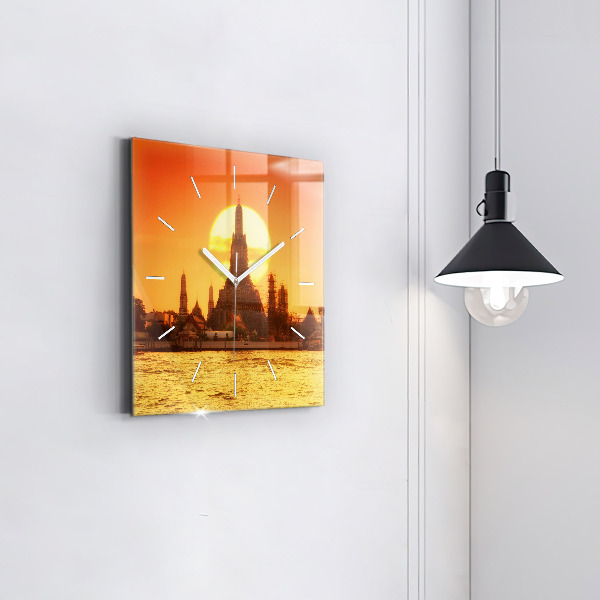 Reloj de pared cuadrado Wat arun Bangkok Tailandia