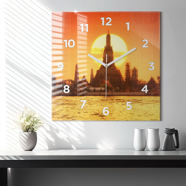 Reloj de pared cuadrado Wat arun Bangkok Tailandia