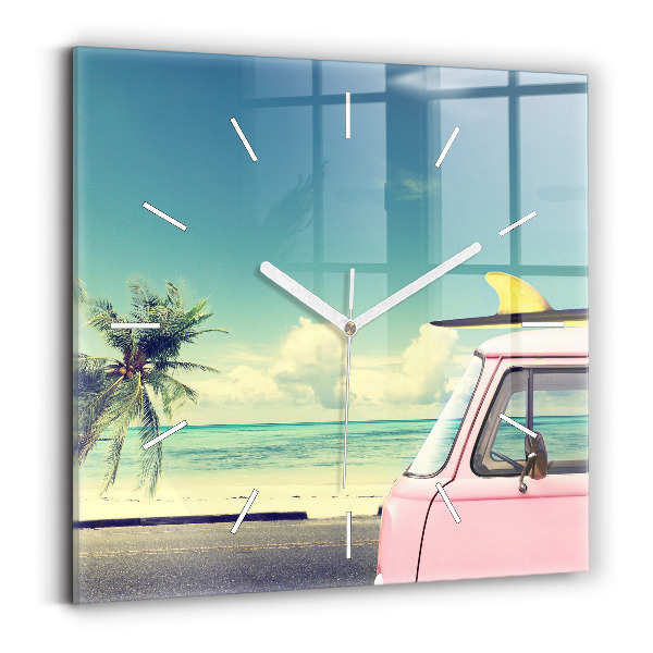Reloj cuadrado Coche con tabla de surf