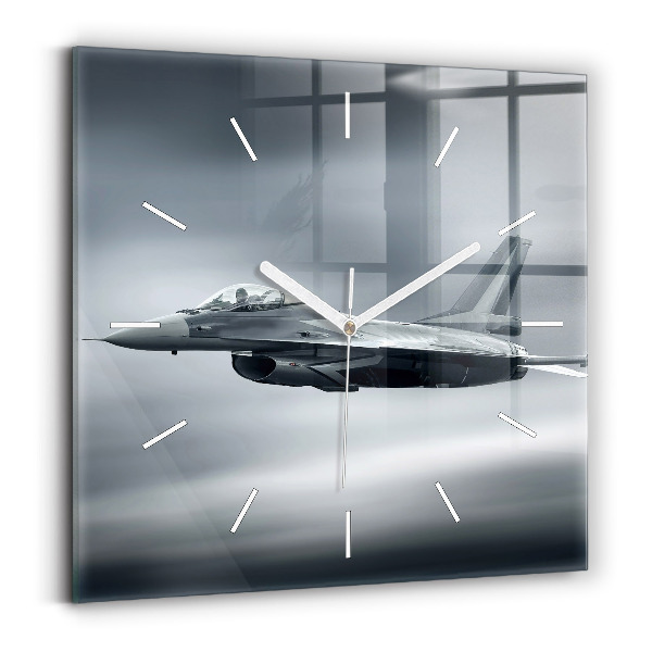 Reloj cuadrado Avión militar en vuelo
