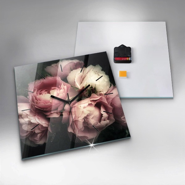 Reloj de pared cuadrado Ramo de rosas rosas