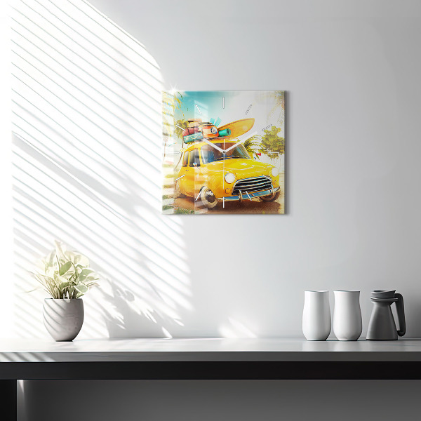 Reloj cuadrado Coche con tabla de surf