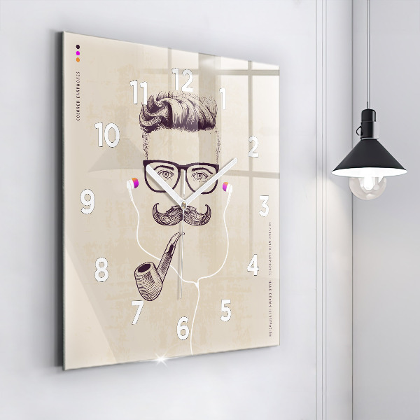 Reloj de pared cuadrado Hombre con pipa