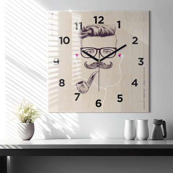 Reloj de pared cuadrado Hombre con pipa