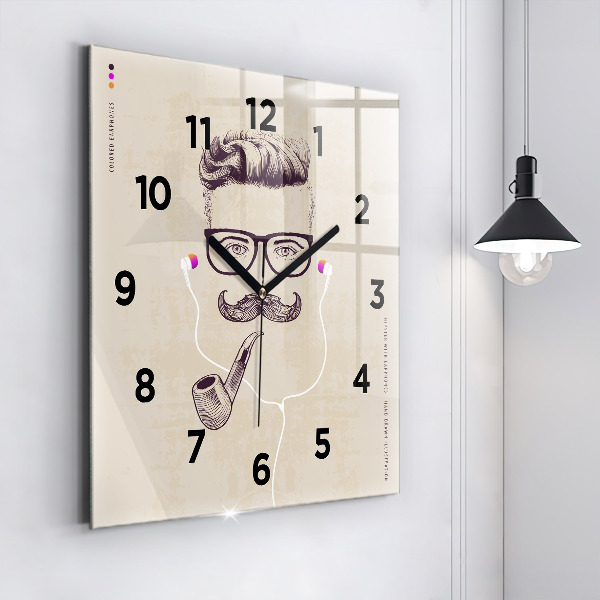 Reloj de pared cuadrado Hombre con pipa