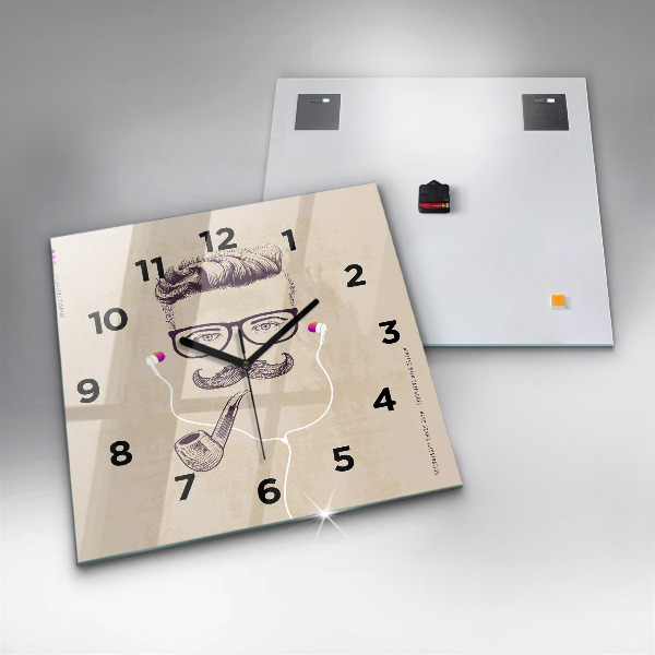 Reloj de pared cuadrado Hombre con pipa