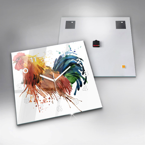 Reloj cuadrado Gallo colorido