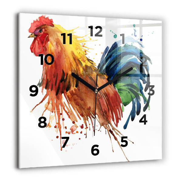Reloj cuadrado Gallo colorido