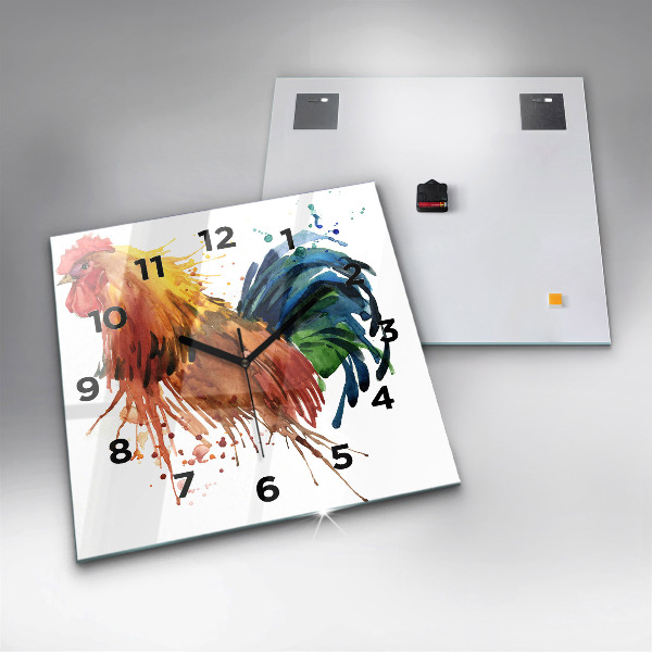 Reloj cuadrado Gallo colorido
