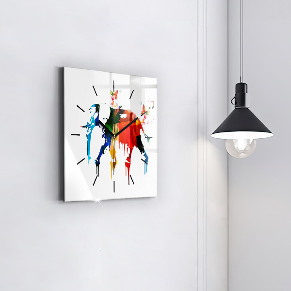Reloj de pared cuadrado Elefante pintado de colores